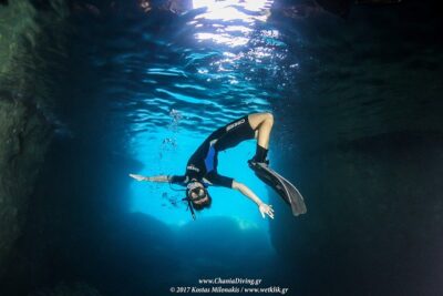 Boat Trip in Crete with Guided Snorkeling and Free Pick up! - Blue Cave entry: what it looks like in the water