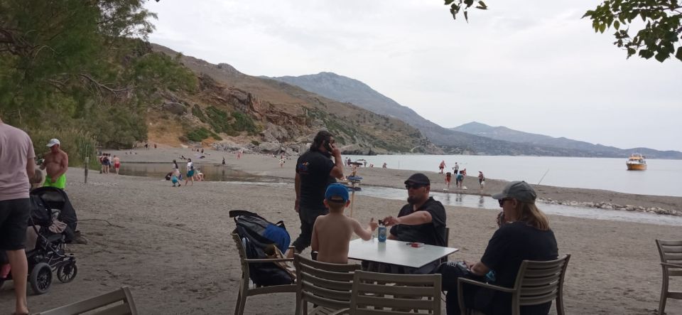 From Rethymno: Kourtaliotiko, Preveli Palm Beach, & Damnoni - Damnoni beach: your first real taste of the south coast