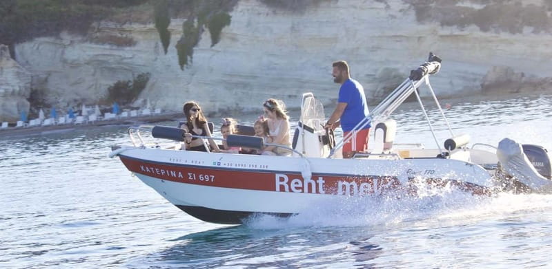 Hersonissos: Rent a Boat - No License Needed - Saint George Bay and the Pirate Cave: Your Main Swim-and-Snorkel Moment