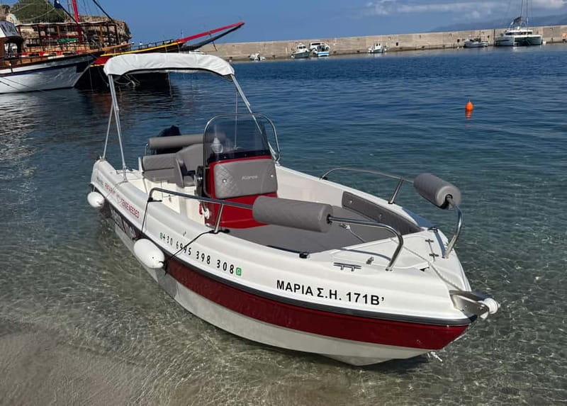 Hersonissos: Rent a Boat - No License Needed - Price Value: $181 Per Group for Two Hours of Ownership